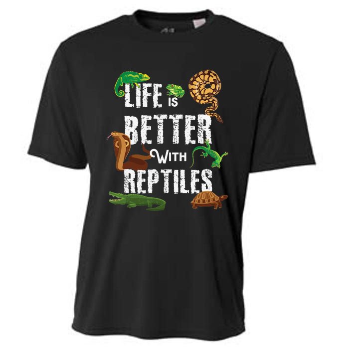 Life Is Better With Reptiles Lizard Reptile Pet Lover Cooling Performance Crew T-Shirt