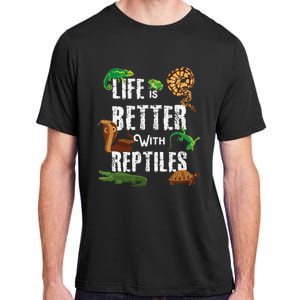 Life Is Better With Reptiles Lizard Reptile Pet Lover Adult ChromaSoft Performance T-Shirt