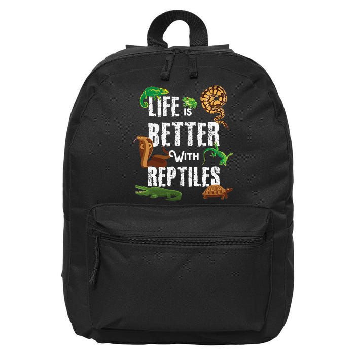 Life Is Better With Reptiles Lizard Reptile Pet Lover 16 in Basic Backpack