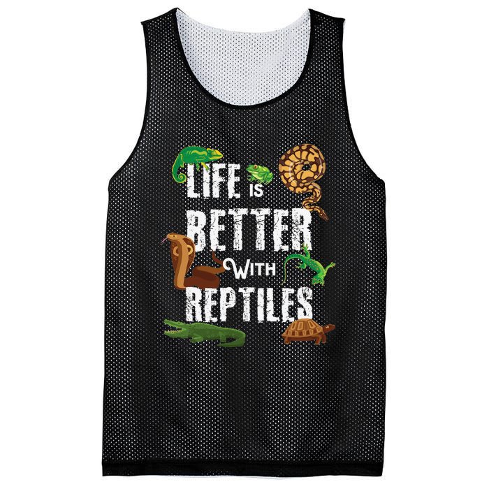 Life Is Better With Reptiles Lizard Reptile Pet Lover Mesh Reversible Basketball Jersey Tank