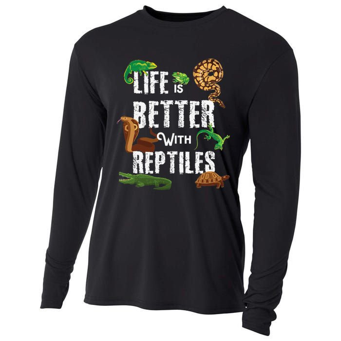 Life Is Better With Reptiles Lizard Reptile Pet Lover Cooling Performance Long Sleeve Crew