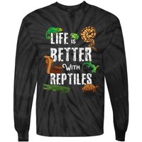 Life Is Better With Reptiles Lizard Reptile Pet Lover Tie-Dye Long Sleeve Shirt