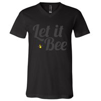 Let It Bee Funny Beehive Cute Beekeeping Gift V-Neck T-Shirt