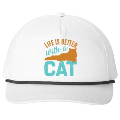 Life Is Better With A Cat Snapback Five-Panel Rope Hat