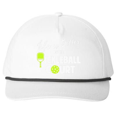 Life Is Better Pickleball Court Pickleball Player Snapback Five-Panel Rope Hat