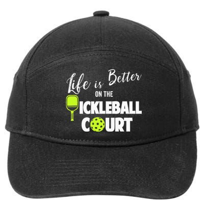 Life Is Better Pickleball Court Pickleball Player 7-Panel Snapback Hat