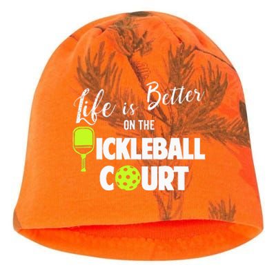 Life Is Better Pickleball Court Pickleball Player Kati - Camo Knit Beanie