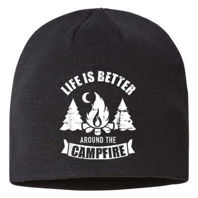 Life Is Better Around The Campfire Camping Sustainable Beanie