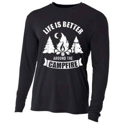 Life Is Better Around The Campfire Camping Cooling Performance Long Sleeve Crew