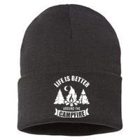 Life Is Better Around The Campfire Camping Sustainable Knit Beanie