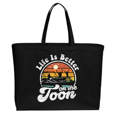 Life Is Better On The Toon Funny Pontoon Boat Boating Gift Cotton Canvas Jumbo Tote