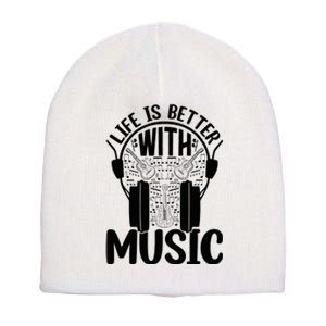 Life Is Better With Music - Guitar Player Short Acrylic Beanie