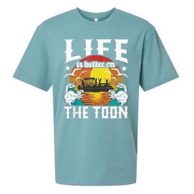 Life Is Better On The Toon Funny Pontoon Boat Pontooning Sueded Cloud Jersey T-Shirt