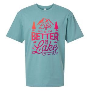 Life Is Better At Lake Funny Gift Fishing Boating Sailing Funny Gift Sueded Cloud Jersey T-Shirt