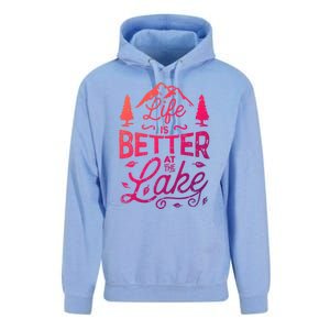 Life Is Better At Lake Funny Gift Fishing Boating Sailing Funny Gift Unisex Surf Hoodie