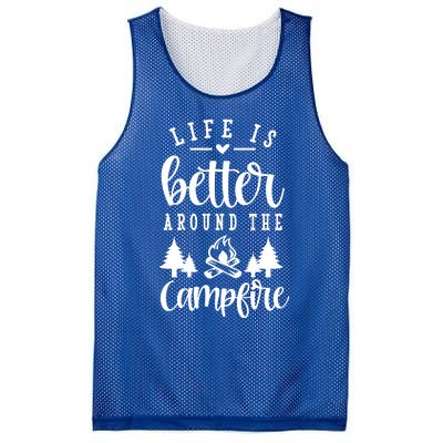 Life Is Better Around The Campfire Funny Happy Camper Funny Gift Mesh Reversible Basketball Jersey Tank