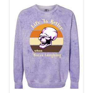 Life Is Better When Your Laughing Retro Skull Colorblast Crewneck Sweatshirt