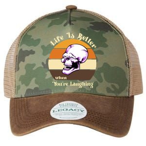 Life Is Better When Your Laughing Retro Skull Legacy Tie Dye Trucker Hat