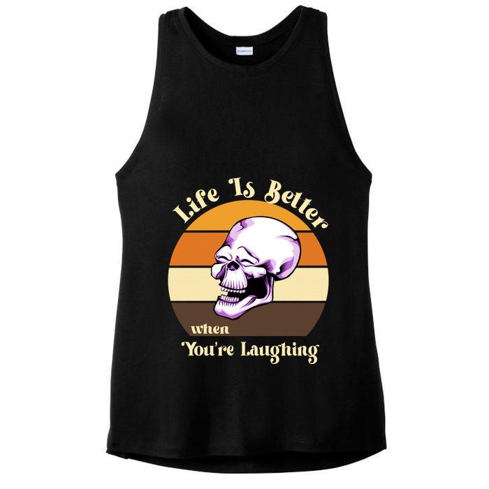 Life Is Better When Your Laughing Retro Skull Ladies PosiCharge Tri-Blend Wicking Tank