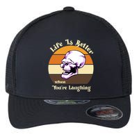 Life Is Better When Your Laughing Retro Skull Flexfit Unipanel Trucker Cap