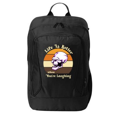 Life Is Better When Your Laughing Retro Skull City Backpack