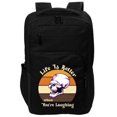 Life Is Better When Your Laughing Retro Skull Impact Tech Backpack