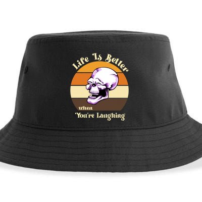 Life Is Better When Your Laughing Retro Skull Sustainable Bucket Hat