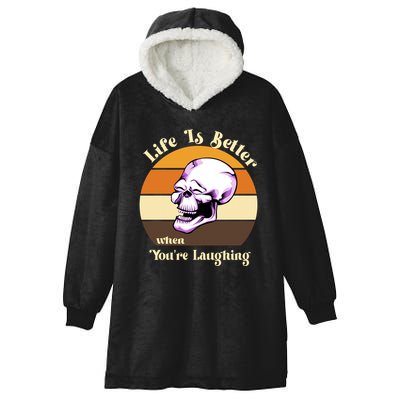 Life Is Better When Your Laughing Retro Skull Hooded Wearable Blanket