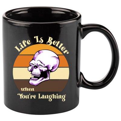 Life Is Better When Your Laughing Retro Skull 11oz C Handle Ceramic Mug