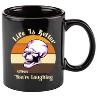 Life Is Better When Your Laughing Retro Skull 11oz C Handle Ceramic Mug