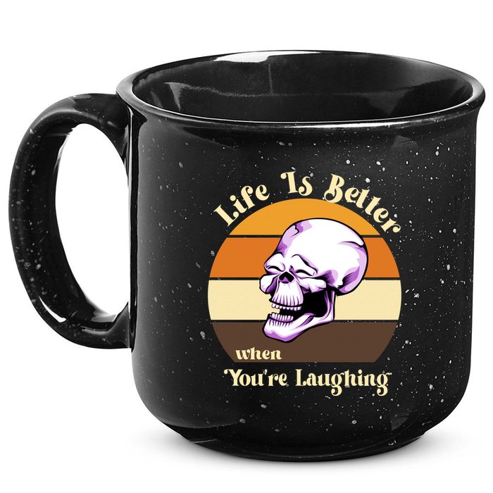 Life Is Better When Your Laughing Retro Skull 15oz Campfire Ceramic Mug