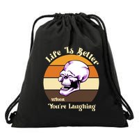 Life Is Better When Your Laughing Retro Skull Drawstring Bag