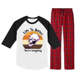 Life Is Better When Your Laughing Retro Skull Raglan Sleeve Pajama Set