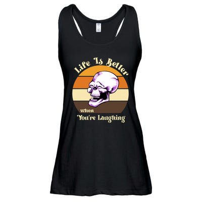 Life Is Better When Your Laughing Retro Skull Ladies Essential Flowy Tank