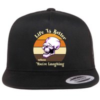 Life Is Better When Your Laughing Retro Skull Flat Bill Trucker Hat