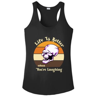 Life Is Better When Your Laughing Retro Skull Ladies PosiCharge Competitor Racerback Tank