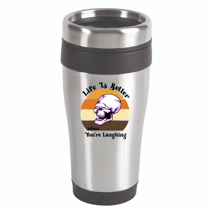 Life Is Better When Your Laughing Retro Skull 16oz Travel Tumbler
