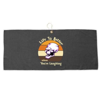 Life Is Better When Your Laughing Retro Skull Large Microfiber Waffle Golf Towel