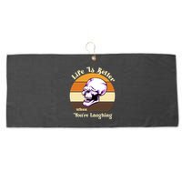 Life Is Better When Your Laughing Retro Skull Large Microfiber Waffle Golf Towel