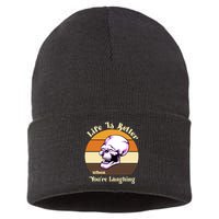 Life Is Better When Your Laughing Retro Skull Sustainable Knit Beanie