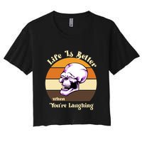 Life Is Better When Your Laughing Retro Skull Crop Top