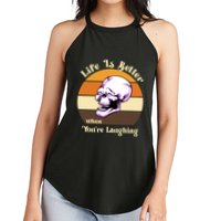 Life Is Better When Your Laughing Retro Skull Women's Perfect Tri Rocker Tank