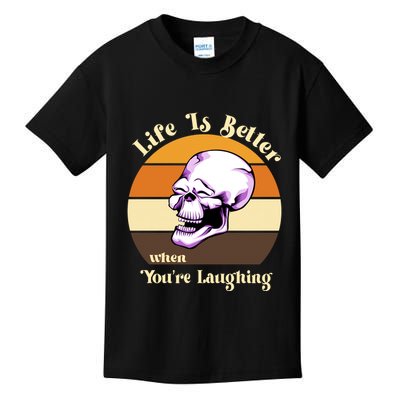 Life Is Better When Your Laughing Retro Skull Kids T-Shirt