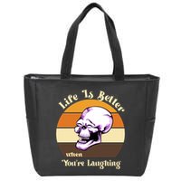 Life Is Better When Your Laughing Retro Skull Zip Tote Bag