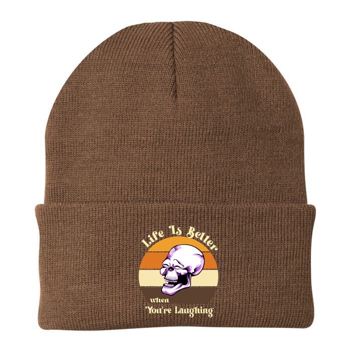 Life Is Better When Your Laughing Retro Skull Knit Cap Winter Beanie