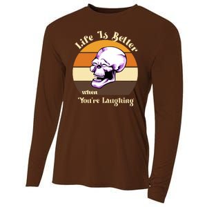 Life Is Better When Your Laughing Retro Skull Cooling Performance Long Sleeve Crew