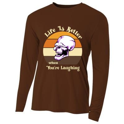 Life Is Better When Your Laughing Retro Skull Cooling Performance Long Sleeve Crew