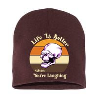 Life Is Better When Your Laughing Retro Skull Short Acrylic Beanie