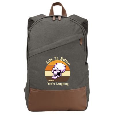 Life Is Better When Your Laughing Retro Skull Cotton Canvas Backpack
