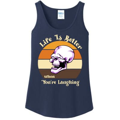 Life Is Better When Your Laughing Retro Skull Ladies Essential Tank